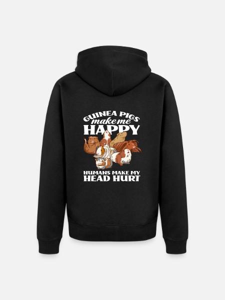 Cochon d’Inde Bonheur Animaux Amour - Veste à capuche bio Premium Unisexe - noir