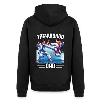 Taekwondo-Vater - Unisex Premium Bio Zip Hoodie - Schwarz - Hinten - Nico (187cm)