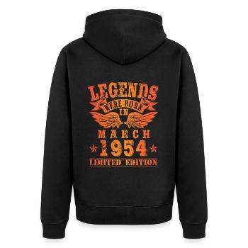Legends sont nés en Mars 1954 Anniversaire - Veste à capuche bio Premium Unisexe - noir - Dos - Nico (187cm)