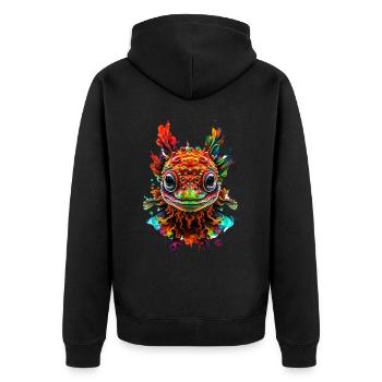 Axolotl - Unisex Premium Bio Zip Hoodie - Schwarz - Hinten - Nico (187cm)