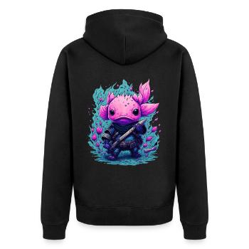 Axolotl - Unisex Premium Bio Zip Hoodie - Schwarz - Hinten - Nico (187cm)