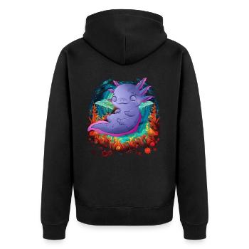 Axolotl - Unisex Premium Bio Zip Hoodie - Schwarz - Hinten - Nico (187cm)