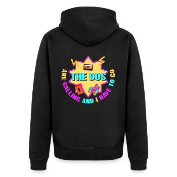 90s Joke Retro 1990 Disco - Unisex Premium Bio Zip Hoodie - Schwarz - Hinten - Nico (187cm)