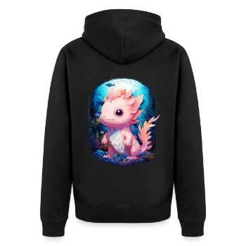Axolotl - Unisex Premium Bio Zip Hoodie - Schwarz - Hinten - Nico (187cm)