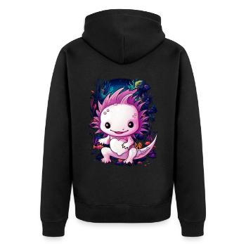 Axolotl - Unisex Premium Bio Zip Hoodie - Schwarz - Hinten - Nico (187cm)