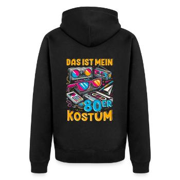Das ist mein 80er Kostüm - Unisex Premium Bio Zip Hoodie - Schwarz - Hinten - Nico (187cm)