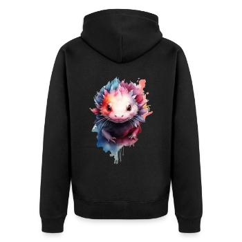 Axolotl - Unisex Premium Bio Zip Hoodie - Schwarz - Hinten - Nico (187cm)