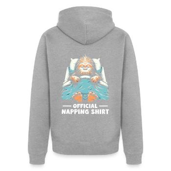 Official Napping Shirt - Unisex Premium Bio Zip Hoodie - Grau meliert - Hinten - Nico (187cm)