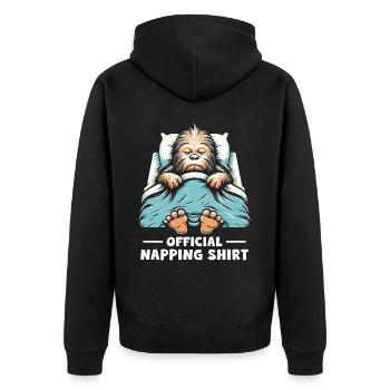 Official Napping Shirt - Unisex Premium Bio Zip Hoodie - Schwarz - Hinten - Nico (187cm)