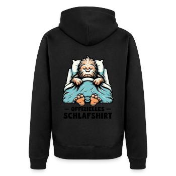 Offizielles Schlafshirt Bigfoot - Unisex Premium Bio Zip Hoodie - Schwarz - Hinten - Nico (187cm)