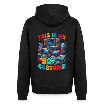 Das ist mein 90er Kostüm - Unisex Premium Bio Zip Hoodie - Schwarz - Hinten - Nico (187cm)