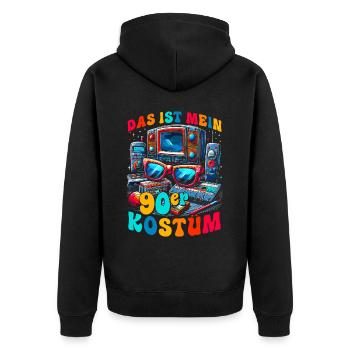 Das ist mein 90er Kostüm - Unisex Premium Bio Zip Hoodie - Schwarz - Hinten - Nico (187cm)