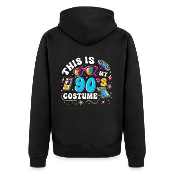 This Is My 90s Costume - Unisex Premium Bio Zip Hoodie - Schwarz - Hinten - Nico (187cm)
