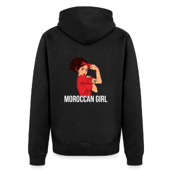 moroccan girl, morocco - Unisex Premium Bio Zip Hoodie - Schwarz - Hinten - Nico (187cm)