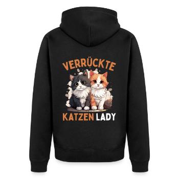 CRAZY CATS LADY! Funny Women Cats - Unisex Premium Organic Zip Hoodie - black - Back - Nico (187cm)