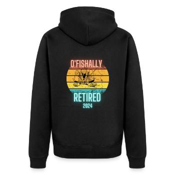 Ofishially wiederholt 2024 Retirenebt Fisherman Fish - Unisex Premium Bio Zip Hoodie - Schwarz - Hinten - Nico (187cm)