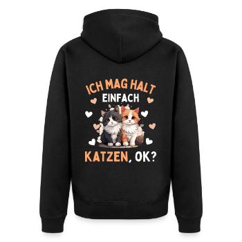 I JUST LIKE CATS! Funny Cat Cat - Unisex Premium Organic Zip Hoodie - black - Back - Nico (187cm)