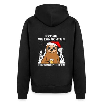 Frohe Weihnachten Ihr Sackpfeifen - Unisex Premium Bio Zip Hoodie - Schwarz - Hinten - Nico (187cm)