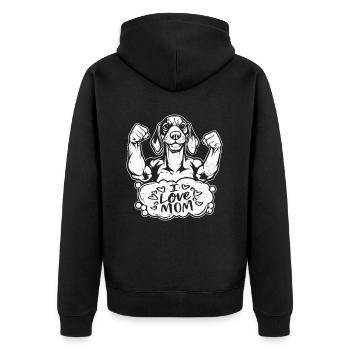 Dackel Dachshund I Love Mom - Unisex Premium Organic Zip Hoodie - black - Back - Nico (187cm)
