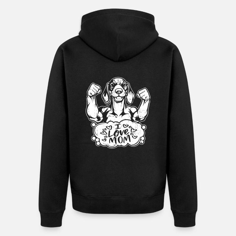 Dackel teckel j’aime maman - Veste à capuche bio Premium Unisexe - noir