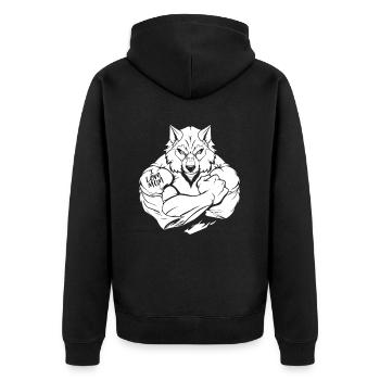 Loup biceps tatouage j’aime maman - Veste à capuche bio Premium Unisexe - noir - Dos - Nico (187cm)