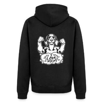 Dackel Dachshund I Love Mom - Unisex Premium Organic Zip Hoodie - black - Back - Nico (187cm)
