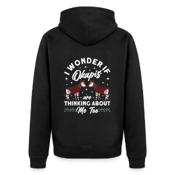Lustiger Tierpfleger Okapi-liebhaber - Unisex Premium Bio Zip Hoodie - Schwarz - Hinten - Nico (187cm)