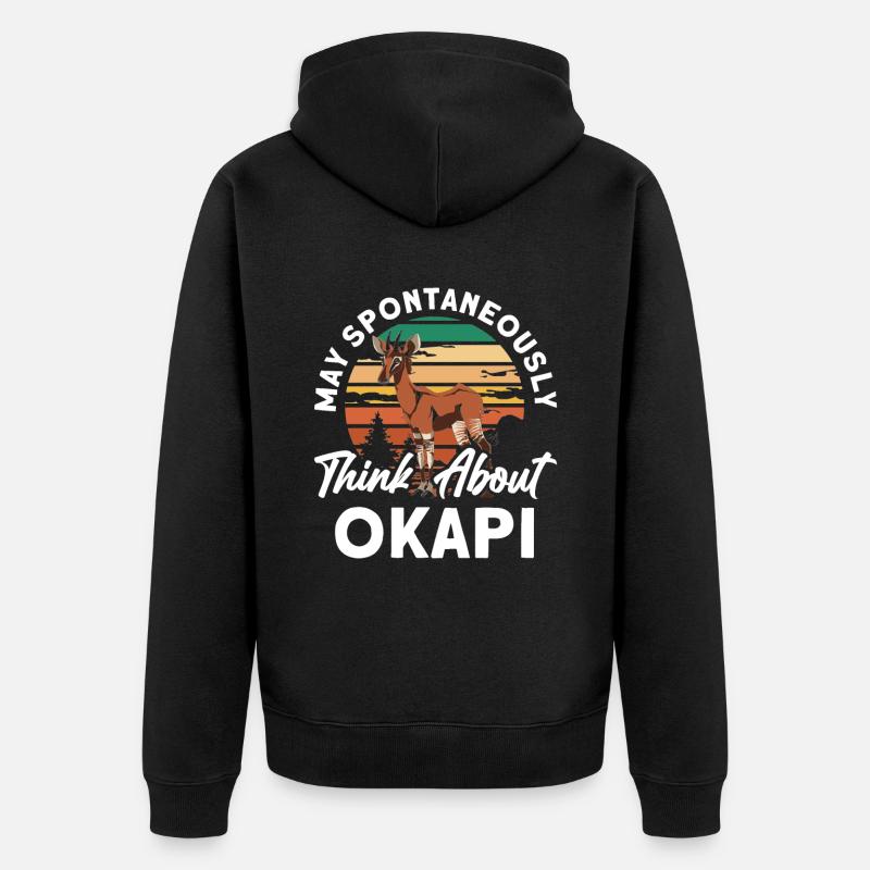 Funny zookeeper okapi lover - Unisex Premium Organic Zip Hoodie - black