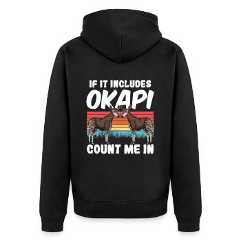 Lustiger Tierpfleger Okapi-liebhaber - Unisex Premium Bio Zip Hoodie - Schwarz - Hinten - Nico (187cm)