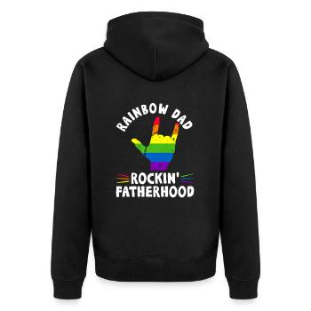 Gay Papa Allié Papa Fête des Pères - Veste à capuche bio Premium Unisexe - noir - Dos - Nico (187cm)