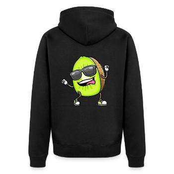 Dancing Kiwi with sunglasses - Unisex Premium Organic Zip Hoodie - black - Back - Nico (187cm)
