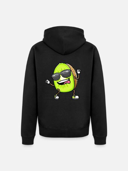 Dancing Kiwi with sunglasses - Unisex Premium Organic Zip Hoodie - black