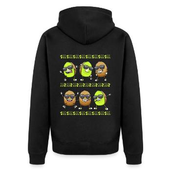 Dancing Kiwi with sunglasses - Unisex Premium Organic Zip Hoodie - black - Back - Nico (187cm)