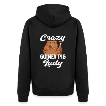 Verrückte Meerschweinchen Frau - Unisex Premium Bio Zip Hoodie - Schwarz - Hinten - Nico (187cm)