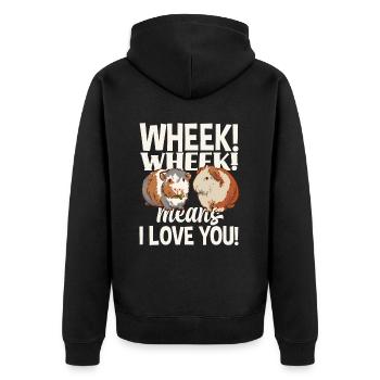 Meerschweinchen Lieblingstier Liebe - Unisex Premium Bio Zip Hoodie - Schwarz - Hinten - Nico (187cm)