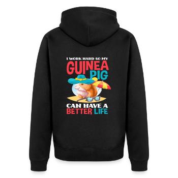 Meerschweinchen Leben Tier Nager - Unisex Premium Bio Zip Hoodie - Schwarz - Hinten - Nico (187cm)