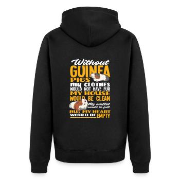 Meerschweinchen - Unisex Premium Bio Zip Hoodie - Schwarz - Hinten - Nico (187cm)