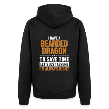 Bearded Dragon Let's Assume I'm Right Pogona - Unisex Premium Organic Zip Hoodie - black - Back - Nico (187cm)