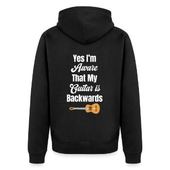 Ja, Ich Bin Mir Bewusst, Dass Meine Gitarre - Unisex Premium Bio Zip Hoodie - Schwarz - Hinten - Nico (187cm)
