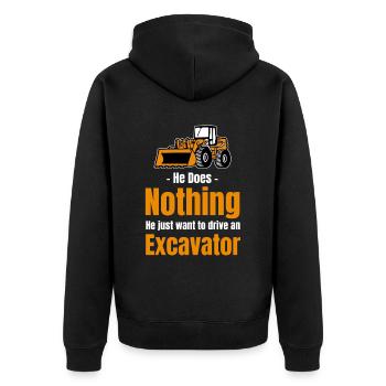 Il ne fait rien, il veut juste conduire une excavatrice - Veste à capuche bio Premium Unisexe - noir - Dos - Nico (187cm)