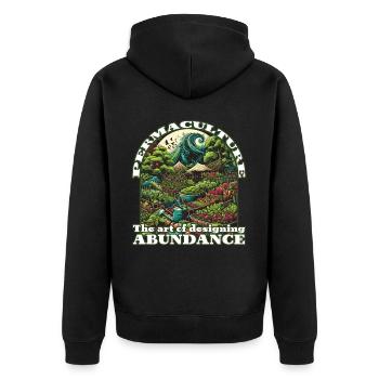 Permaculture Garden Food Forest Design - Unisex Premium Organic Zip Hoodie - black - Back - Nico (187cm)