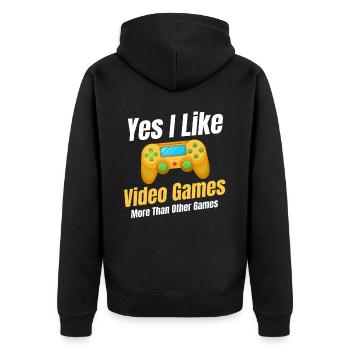 Ja, Ich Mag Videospiele Mehr Als Andere - Unisex Premium Bio Zip Hoodie - Schwarz - Hinten - Nico (187cm)