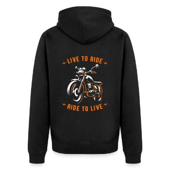 Motorcycle Biker Motorbike - Unisex Premium Organic Zip Hoodie - black - Back - Nico (187cm)