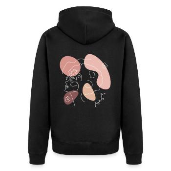 Afro Line Art Woman Face Abstract Minimalist Aesth - Unisex Premium Bio Zip Hoodie - Schwarz - Hinten - Nico (187cm)