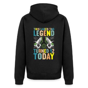 Laser Tag Birthday Laser Tag Player - Unisex Premium Organic Zip Hoodie - black - Back - Nico (187cm)