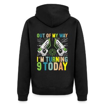 Laser Tag Birthday Laser Tag Player - Unisex Premium Organic Zip Hoodie - black - Back - Nico (187cm)