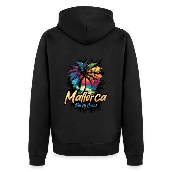 Mallorca Party Crew Urlaub - Unisex Premium Bio Zip Hoodie - Schwarz - Hinten - Nico (187cm)