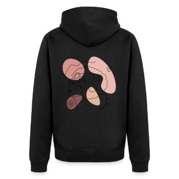 Afro Line Art Woman Face Abstract Minimalist Aesth - Unisex Premium Bio Zip Hoodie - Schwarz - Hinten - Nico (187cm)