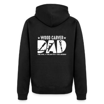 Wood Carver Dad The Idol The Myth The Carpentry - Unisex Premium Bio Zip Hoodie - Schwarz - Hinten - Nico (187cm)