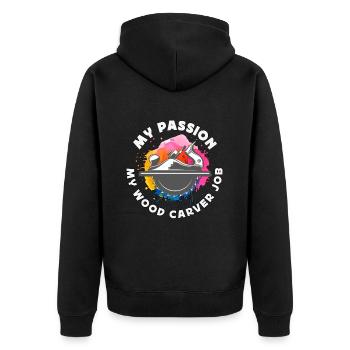 Wood Carver My Passion My Wood Carver Job Carving - Unisex Premium Bio Zip Hoodie - Schwarz - Hinten - Nico (187cm)